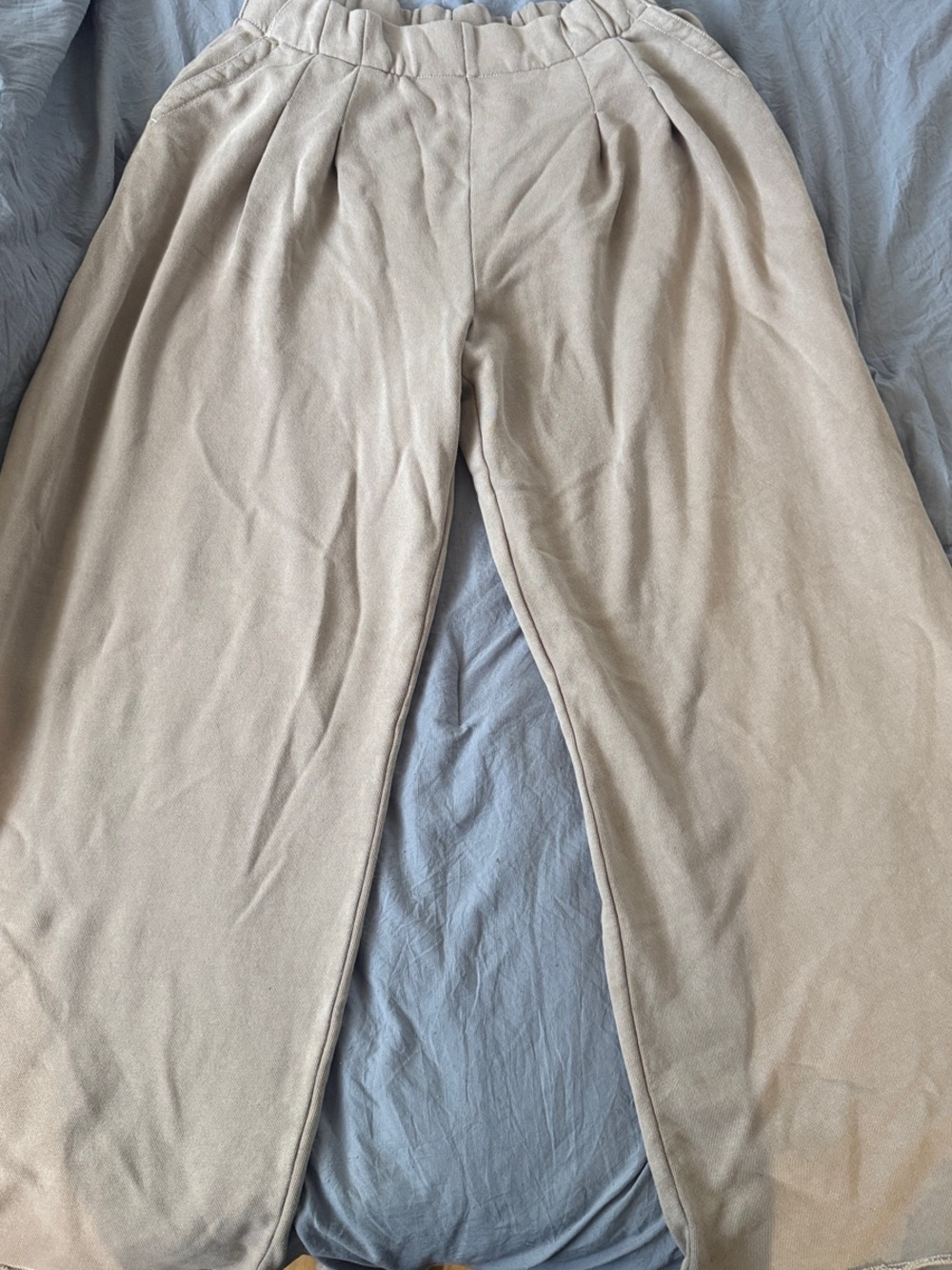 aerie Wide Leg Pants in Light Beige